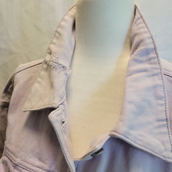 Light Purple Distressed Denim Jacket - Picture 7 of 10